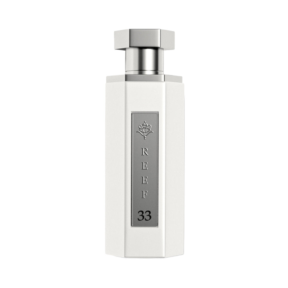 Flacon du parfum Reef 33 White, eau de parfum fruité boisé à l'oud unisexe 100 ml